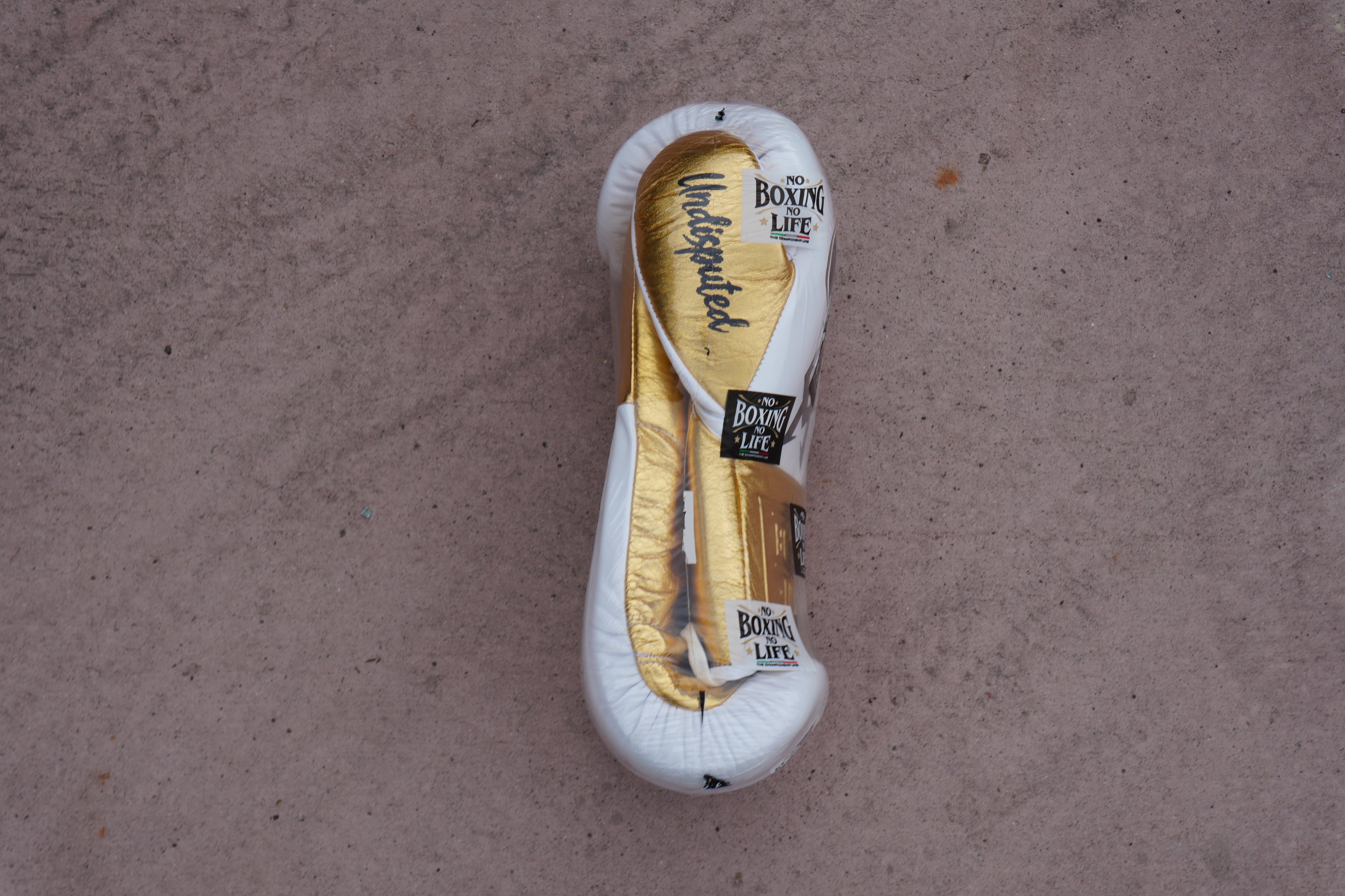 No Boxing No Life undisputed canelo gloves white/gold 16oz